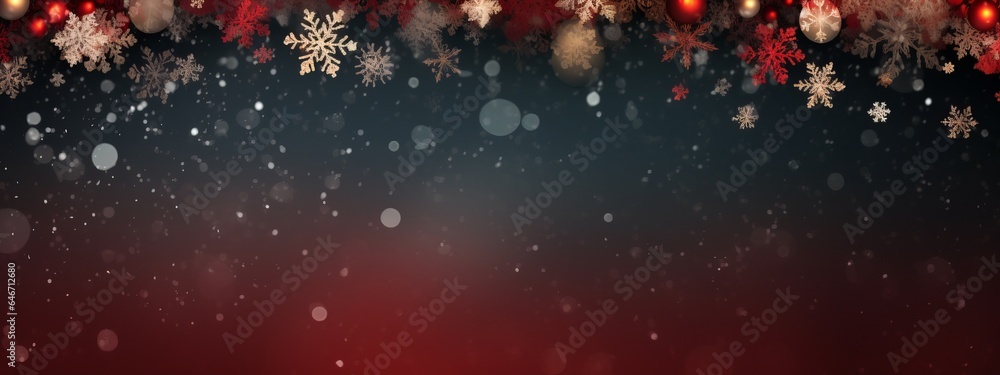 banner of christmas greeting festive celebration cheerful bokeh light christmas ornate decoration in composition with happiness joyful backdrop template background - obrazy, fototapety, plakaty 