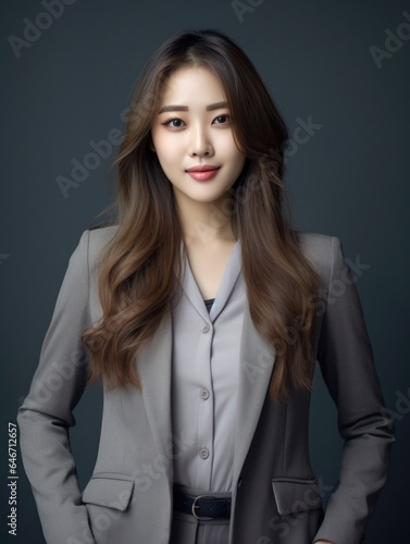 photo portrait of a Asian smiling business woman. generated AI 