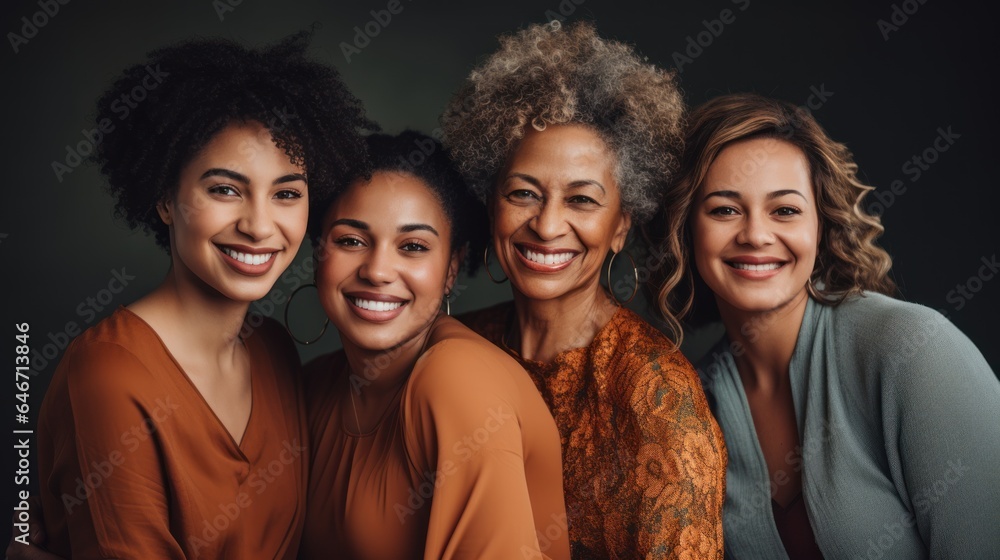 Obraz premium African American family, youngest daughter, mother, grandmother and great-grandmother. Four generation family.