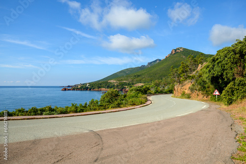 Beautiful view to the d'Aurelle and Cap Roux peaks from coastal road - June 2018 - Le Trayas, French Riviera (Côte d'Azur), France