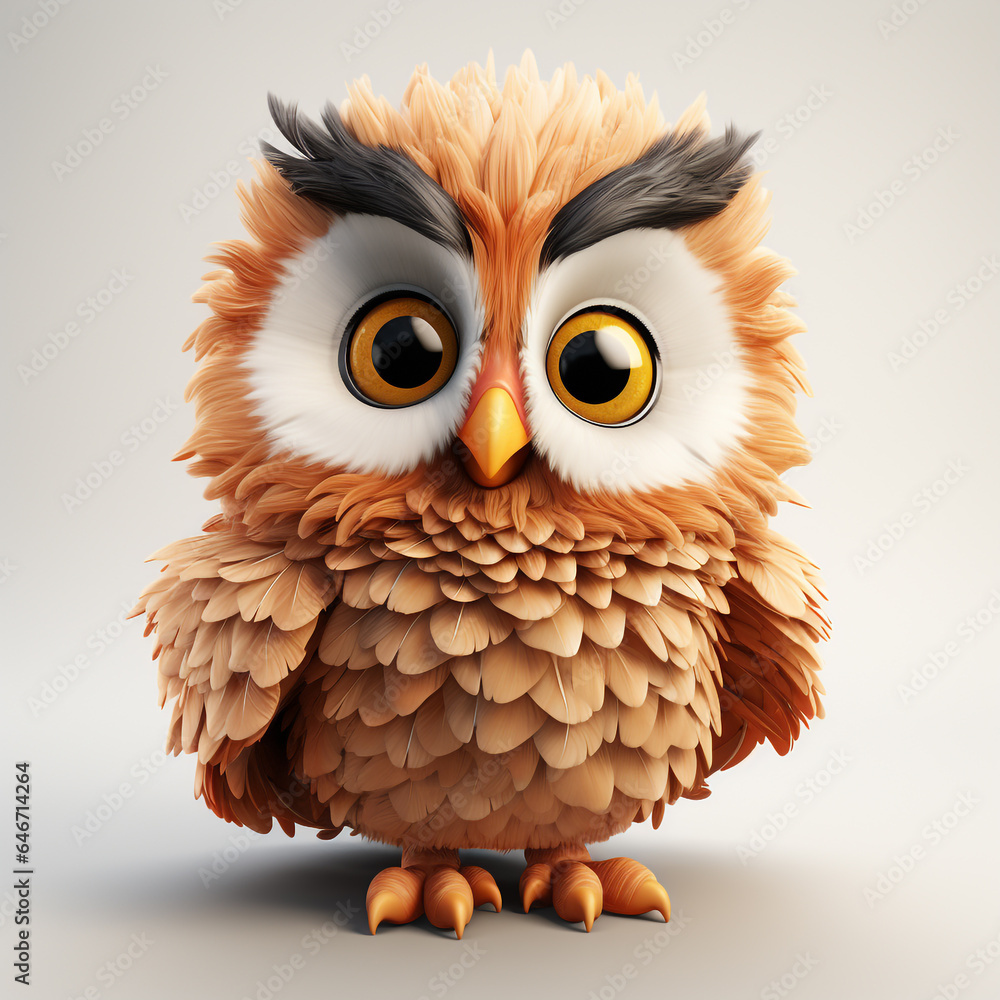 Naklejka premium 3d cartoon cute owl