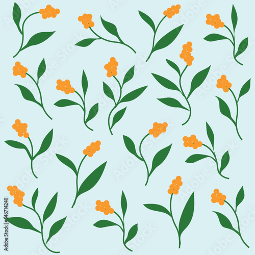 Orange fruit and green leaves pattern vector illustration