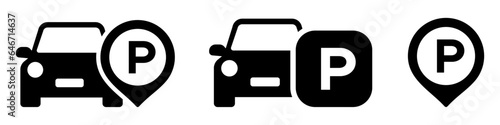 Car parking vector icons. Parking space signs. Parking lot. Car park flat icons