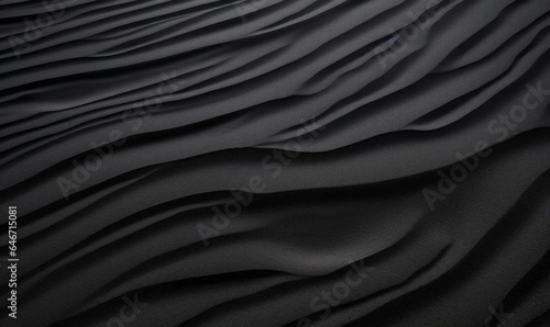 Black Sand dune. Black Sand beach macro photography. Background  texture  wave pattern of oceanic sand on the beach  black. Texture of beach sand. Black  Generative AI