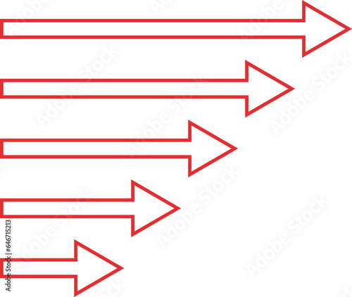 矢印/やじるし/右向き/短い/長い/輪郭線/赤/セット/ビジネス