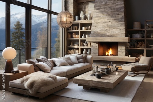 modern chalet reading room with light natural materials © Fred