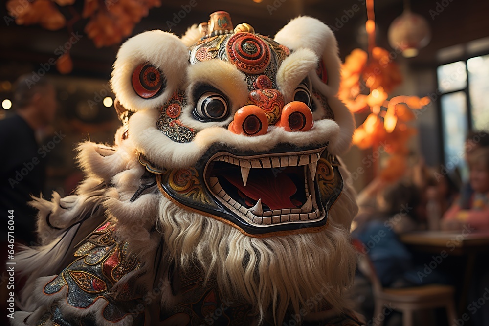 Lion Dance: Acrobatic lion dancers captivate audiences with their graceful moves. Generated with AI Lion Dance: Acrobatic lion dancers captivate audiences with their graceful moves. Generated with AI