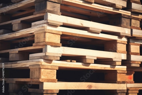 Stacked Euro pallets  logistics delivery concept background  Generative AI