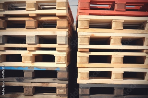 Stacked Euro pallets  logistics delivery concept background  Generative AI