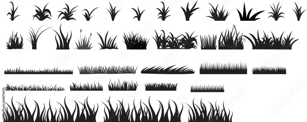 © acespixel - grass isolated silhouettes set collection © acespixel - grass isolated silhouettes set collection