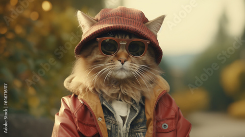 Hipsters portrait on a neutral background