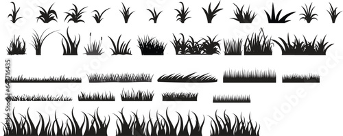 grass isolated silhouettes set collection
