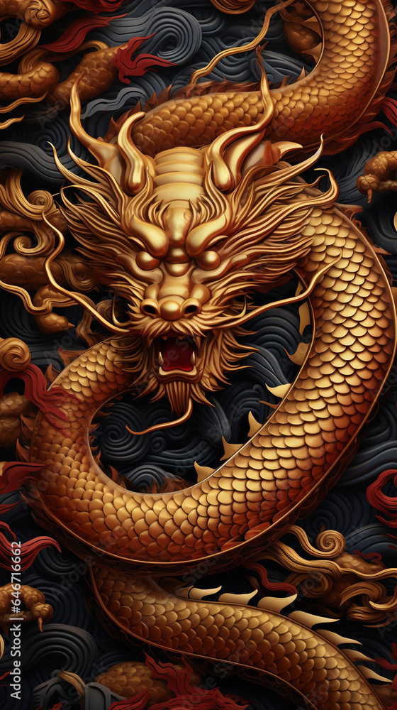 Fototapeta premium Dragon emerging from a cloud natural background.