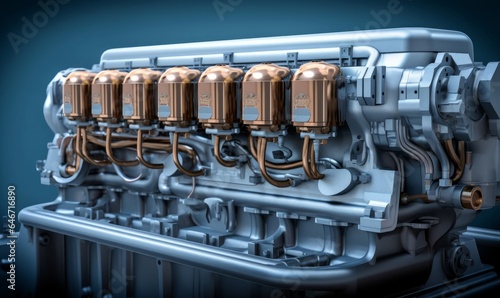 Modern high-tech and efficient engine, gas diesel generator, Generative AI