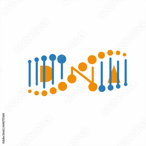 Unique DNA vector logo design with letters D, N and A.