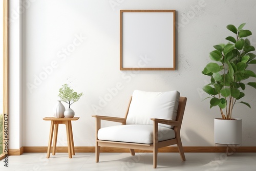 Modern Aesthetic Interior Design with Small Blank Poster Created with Generative AI