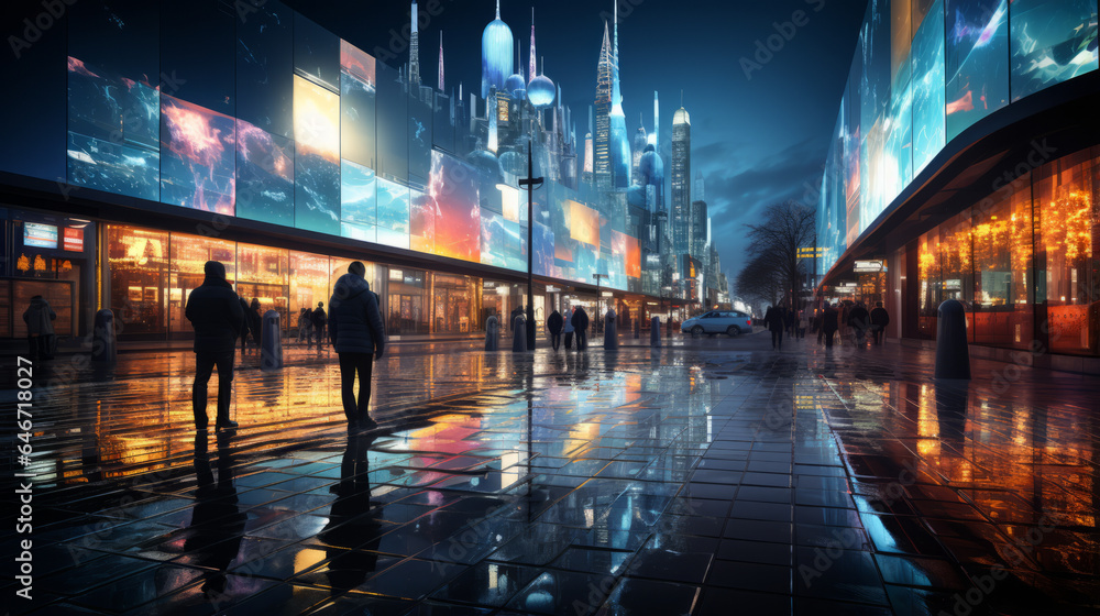 The Digital Skyline: A Futuristic City at Night. Generated AI