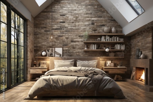 modern industrial master bedroom with light natural materials