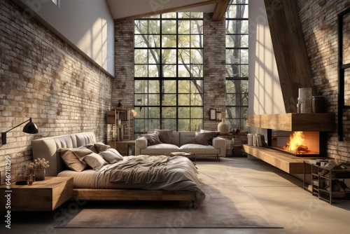 modern industrial master bedroom with light natural materials © Fred