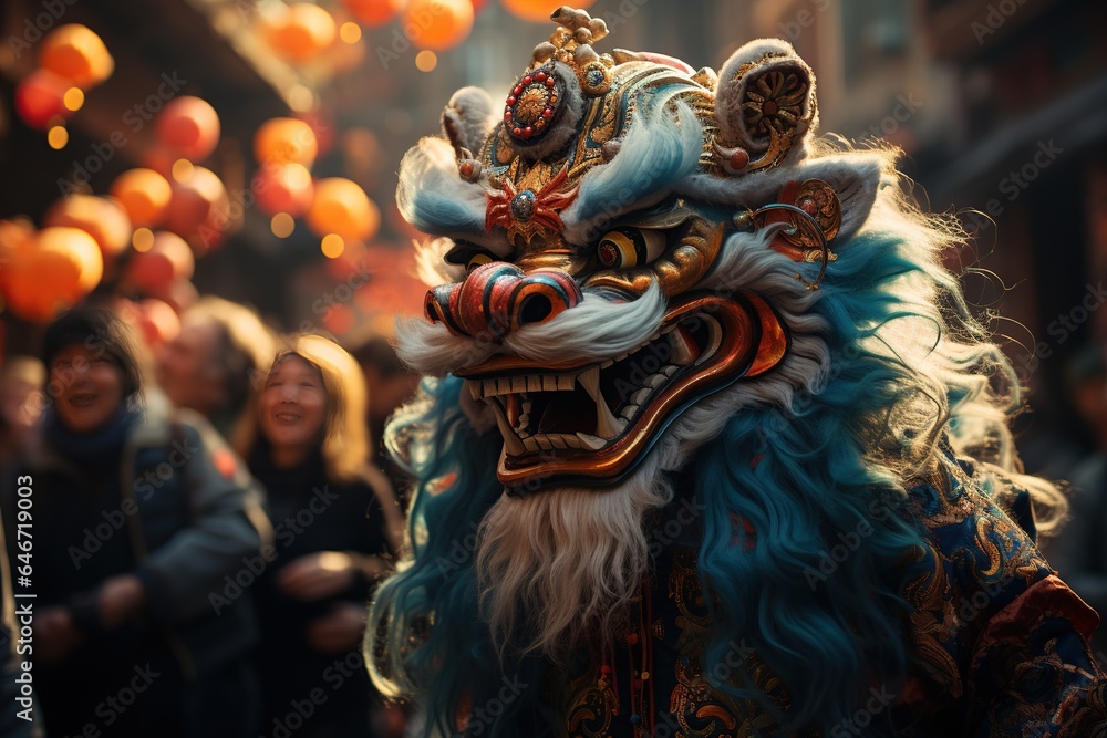 Chinese Street Celebrations: Bustling streets filled with colorful decorations and lively parades.Generated with AI