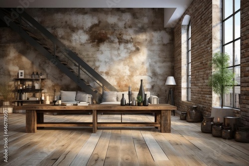 modern industrial upstairs landing with light natural materials