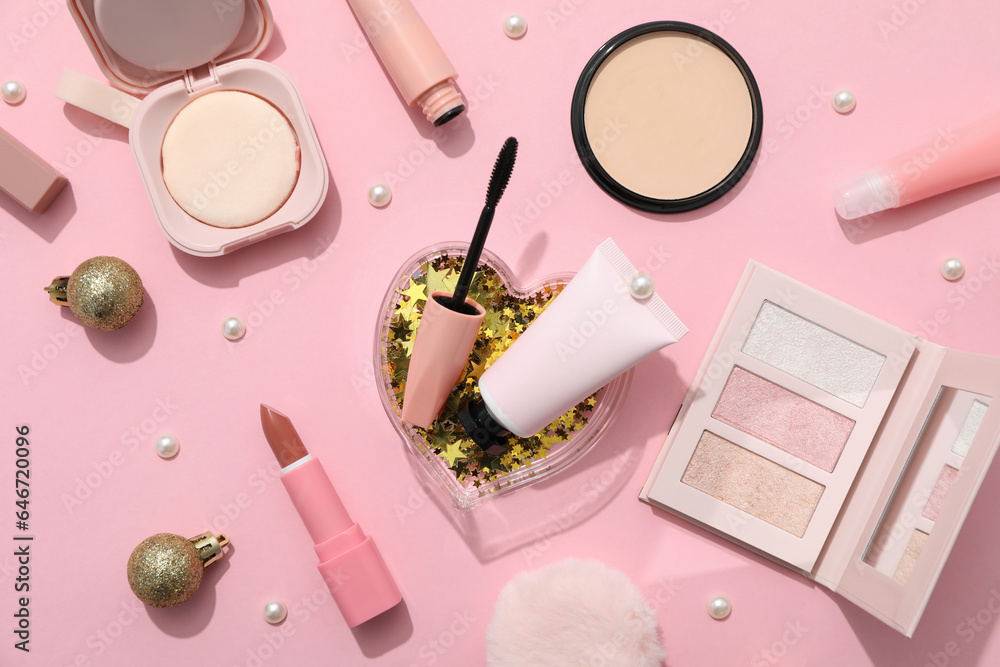 Fototapeta premium Concept of different cosmetics, different winter cosmetics