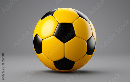 Golden soccer ball on grey background