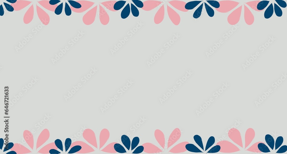 Illustration Template of Dividers Shapes. Design Elements for Top and Bottom on Website, App, Banners or Posters. Pink and Navy Petal flower theme. - obrazy, fototapety, plakaty 
