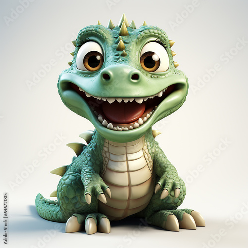 3d cartoon Crocodile green color cute © avivmuzi