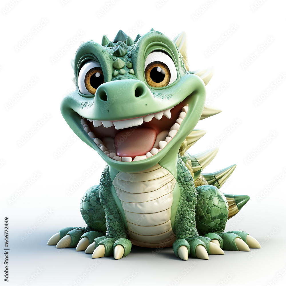 3d cartoon Crocodile green color cute 3d cartoon Crocodile green color cute