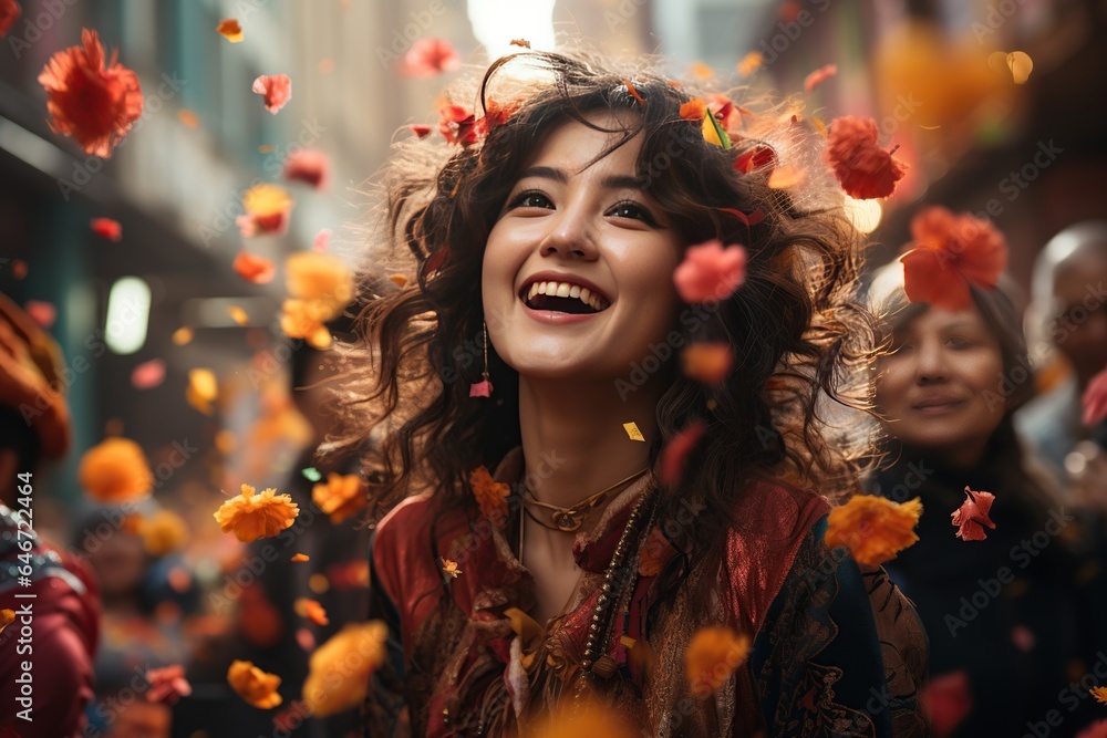 Chinese Street Celebrations: Bustling streets filled with colorful decorations and lively parades.Generated with AI Chinese Street Celebrations: Bustling streets filled with colorful decorations and lively parades.Generated with AI