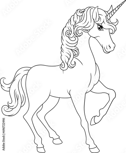 A Unicorn horse with horn cartoon mythological animal from myth illustration