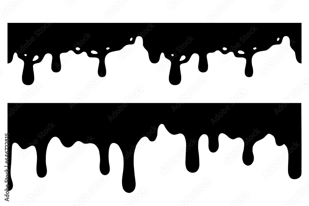 Black Melting Paint Abstract Liquid Vector Elements Isolated on White Background. Set melting drops, milk, liquid caramel, honey and chocolate. Vector Black Melting Paint Abstract Liquid Vector Elements Isolated on White Background. Set melting drops, milk, liquid caramel, honey and chocolate. Vector