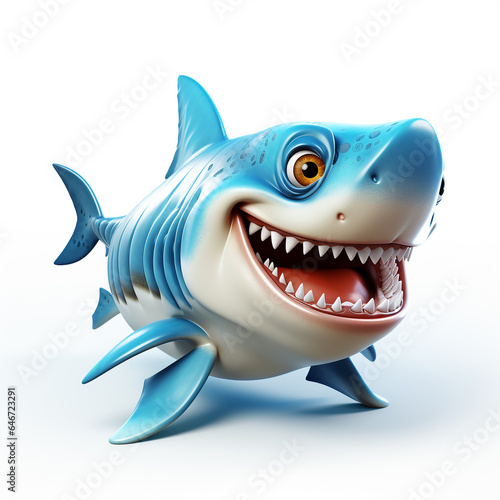 3d cartoon cute blue shark