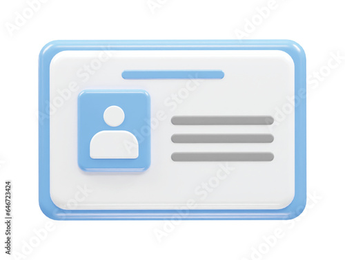 Id card icon 3d rendering element
