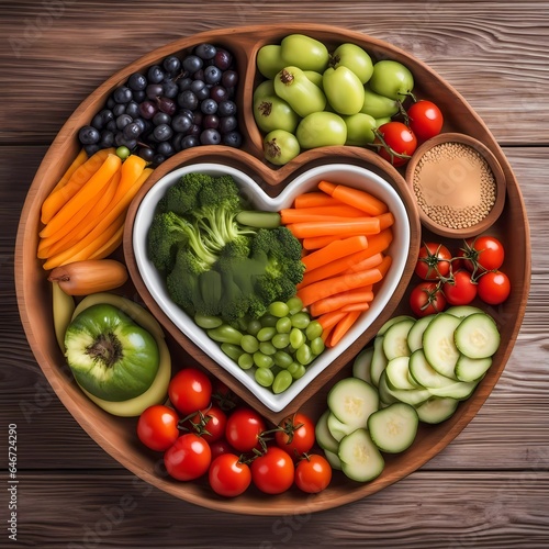 vegetables in a heart bowl
