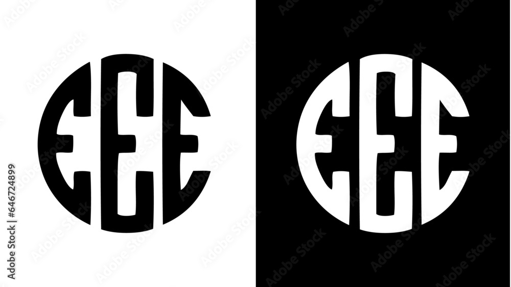 Fototapeta premium E logo Illustration, E logo in circle, E geometric logo