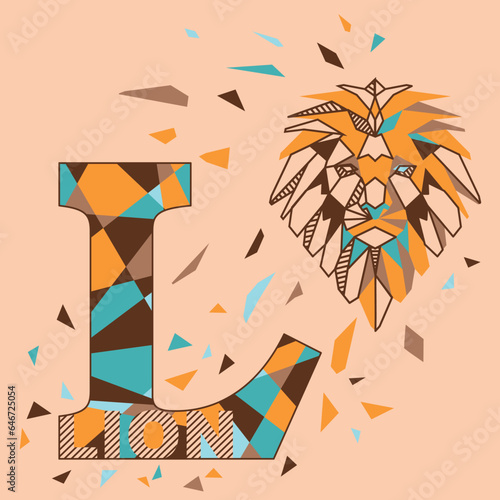 Alfabet letter L geometric Lion photo