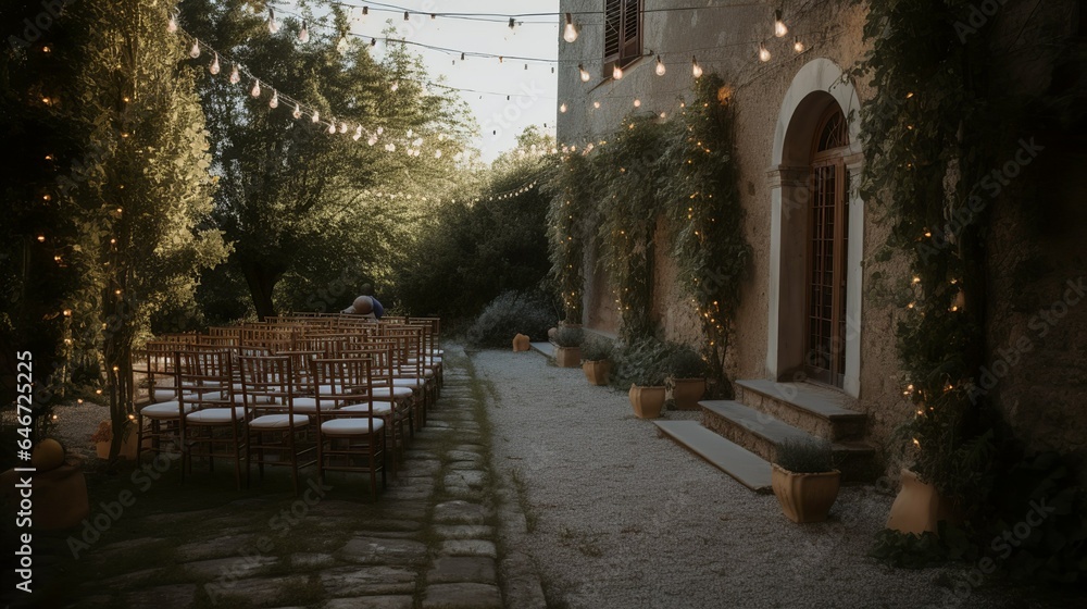 Boho and vintage wedding ceremony in an italian mansion 