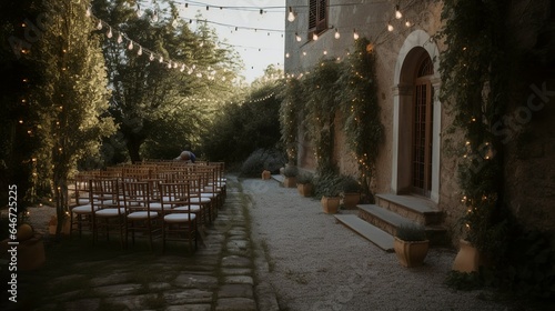 Boho and vintage wedding ceremony in an italian mansion 