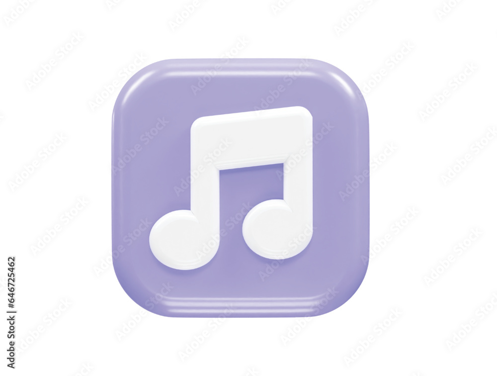 Music icon 3d rendering transparent element Music icon 3d rendering transparent element