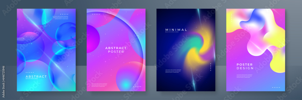 Modern colorful blue violet light wave vibrant gradation abstract cover template background poster collection design vector