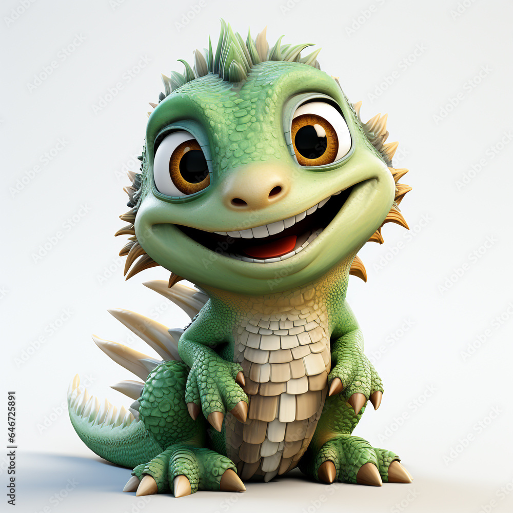 3d cartoon cute green iguana 3d cartoon cute green iguana