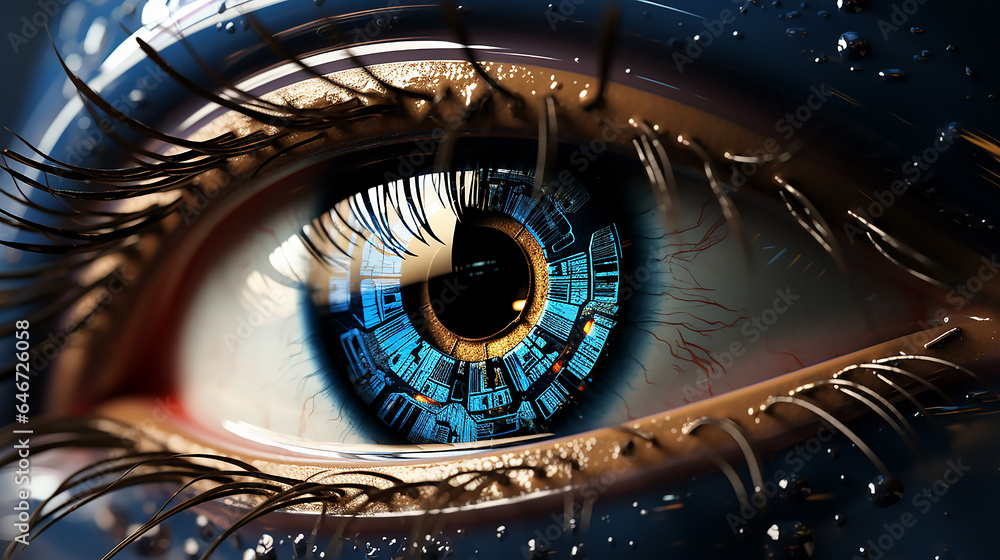 Futuristic Digital Biometric Security Screening of a Human Eye  