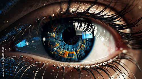 Futuristic Digital Biometric Security Screening of a Human Eye 