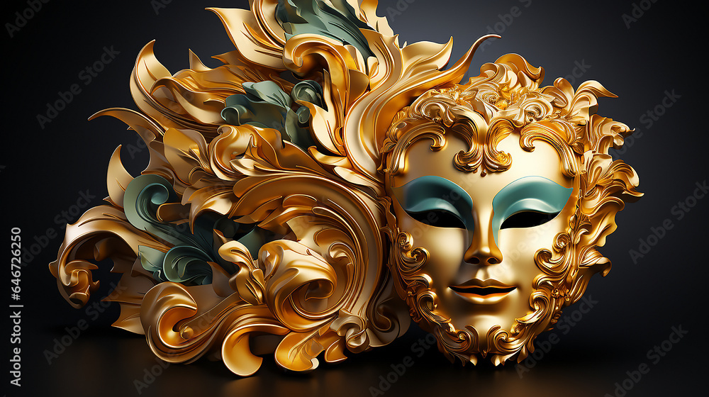 Comedy and tragedy Golden theatrical masks 