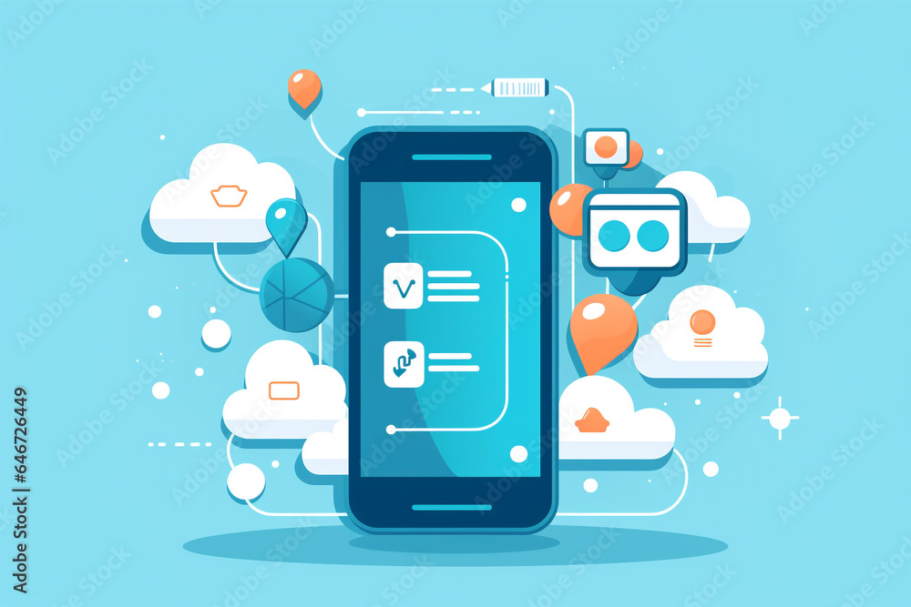 Smartphone in communication flat style. Smartphone in communication flat style.