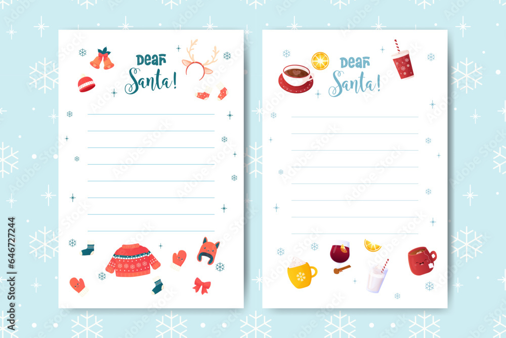 Obraz premium letter to santa, new year, winter. template, mockup , Vector