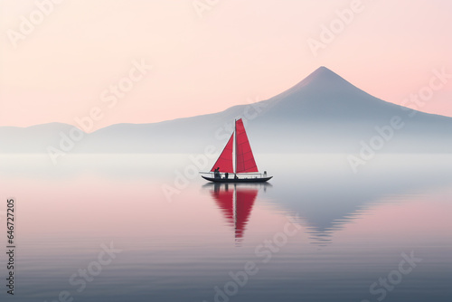Minimalist photography of a sailboat, japanesse minimalism