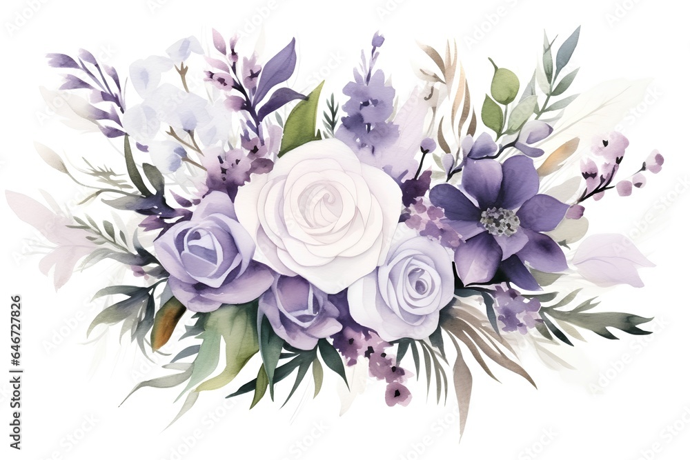 Beautiful vector image with nice watercolor bouquet on white background